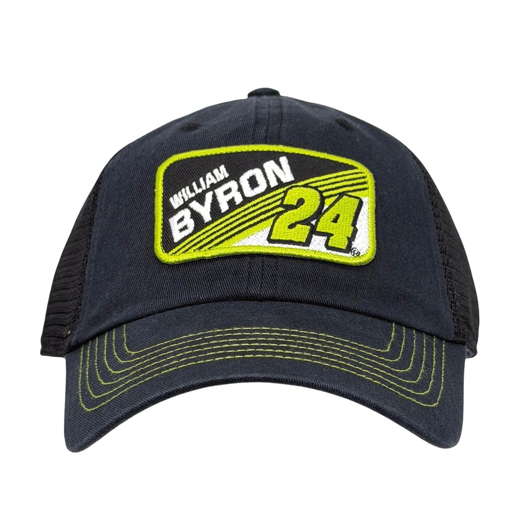 NASCAR William Byron 24 Fan Favorite Trucker Hat Navy Blue Neon Snapback Cap